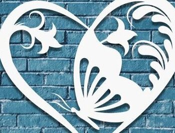 Intra απο ξύλο plywood 3mm-4mm πάχος - Floral Heart Butterfly Cut Laser Δίασταση 20x20 cm INTRAFABR-35025068 - Image 2