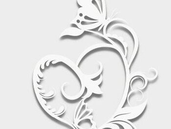 Intra απο ξύλο plywood 3mm-4mm πάχος - Floral Heart Butterfly Cut Laser Δίασταση 20x20 cm INTRAFABR-35025094 - Image 2