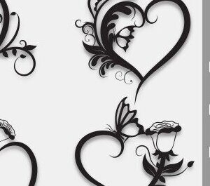 Intra απο ξύλο plywood 3mm-4mm πάχος - Floral Heart Butterfly Cut Laser Δίασταση 20x20 cm INTRAFABR-35015674