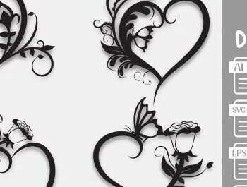 Intra απο ξύλο plywood 3mm-4mm πάχος - Floral Heart Butterfly Cut Laser Δίασταση 20x20 cm INTRAFABR-35015674 - Image 1