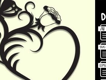 Intra απο ξύλο plywood 3mm-4mm πάχος - Floral Heart Butterfly Cut Laser Δίασταση 20x20 cm INTRAFABR-35015674 - Image 5