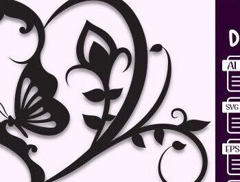 Intra απο ξύλο plywood 3mm-4mm πάχος - Floral Heart Butterfly Cut Laser Δίασταση 20x20 cm INTRAFABR-35015674 - Image 8