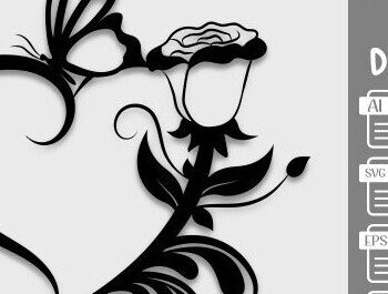 Intra απο ξύλο plywood 3mm-4mm πάχος - Floral Heart Butterfly Cut Laser Δίασταση 20x20 cm INTRAFABR-35015674 - Image 11