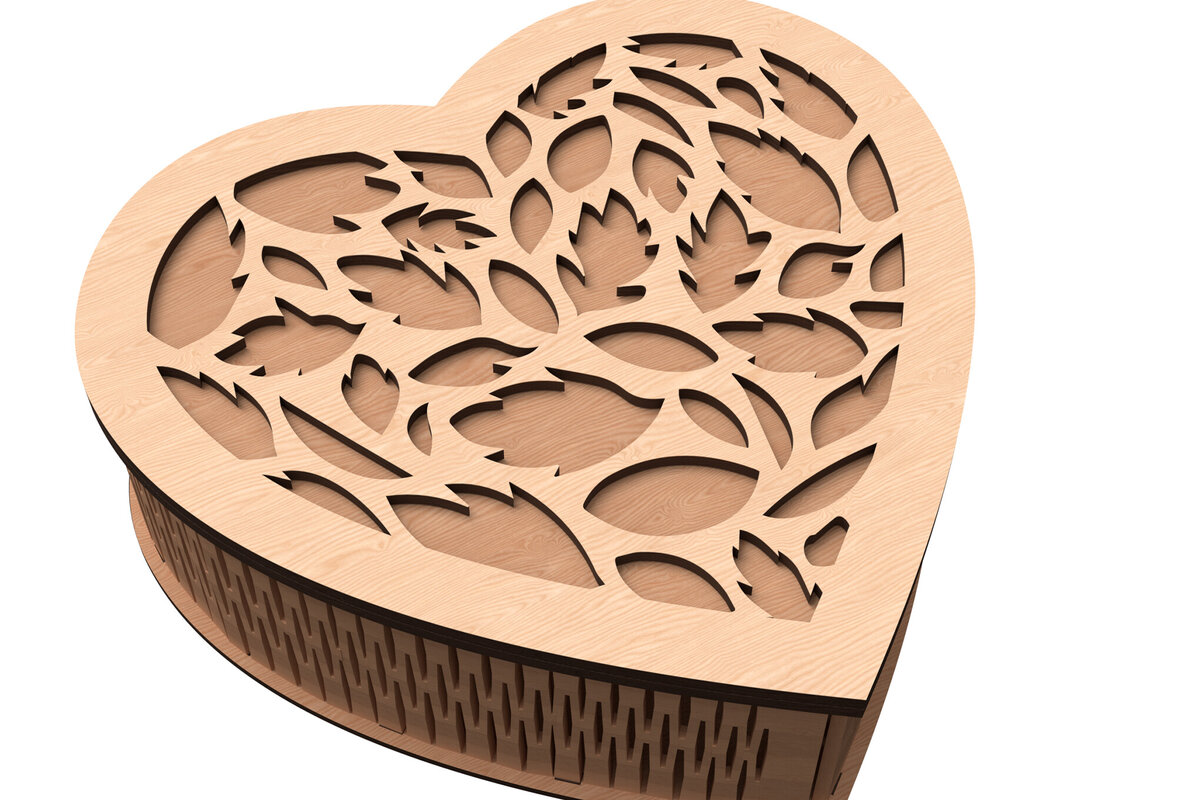 Intra απο ξύλο plywood 3mm-4mm πάχος - Floral Heart Box Gift   Laser Cut Δίασταση 20x20 cm INTRAFABR-113117668