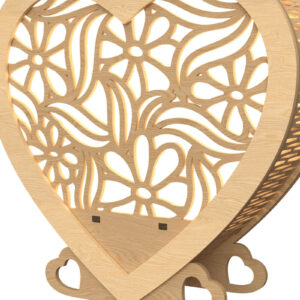 Intra απο ξύλο plywood 3mm-4mm πάχος - Floral Heart Lantern  σχέδιο Δίασταση 20x20 cm INTRAFABR-113312017