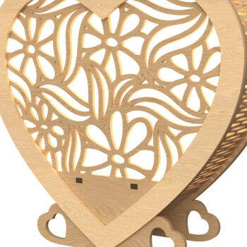 Intra απο ξύλο plywood 3mm-4mm πάχος - Floral Heart Lantern  σχέδιο Δίασταση 20x20 cm INTRAFABR-113312017 - Image 1