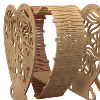 Intra απο ξύλο plywood 3mm-4mm πάχος - Floral Heart Lantern  σχέδιο Δίασταση 20x20 cm INTRAFABR-113312017 - Image 2