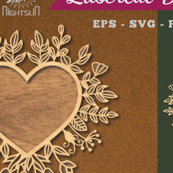 Intra απο ξύλο plywood 3mm-4mm πάχος - Floral Heart Cut Laser Decoration 1 Δίασταση 20x20 cm INTRAFABR-114138706 - Image 1