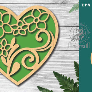 Intra απο ξύλο plywood 3mm-4mm πάχος - Floral Heart Cut Laser Decoration 1 Δίασταση 20x20 cm INTRAFABR-124969802