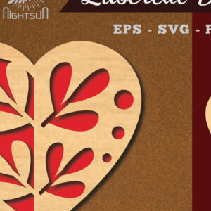 Intra απο ξύλο plywood 3mm-4mm πάχος - Floral Heart Cut Laser Decoration 2 Δίασταση 20x20 cm INTRAFABR-114138197