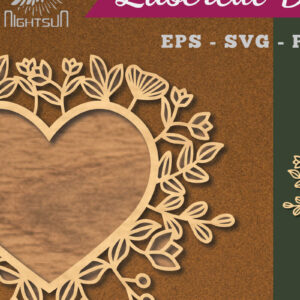 Intra απο ξύλο plywood 3mm-4mm πάχος - Floral Heart Cut Laser Decoration 2 Δίασταση 20x20 cm INTRAFABR-114138776