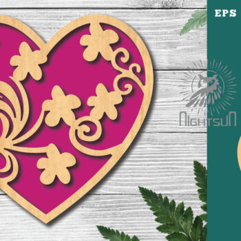Intra απο ξύλο plywood 3mm-4mm πάχος - Floral Heart Cut Laser Decoration 4 Δίασταση 20x20 cm INTRAFABR-124969858 - Image 1