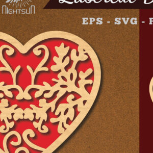 Intra απο ξύλο plywood 3mm-4mm πάχος - Floral Heart Cut Laser Decoration 4 Δίασταση 20x20 cm INTRAFABR-113946885