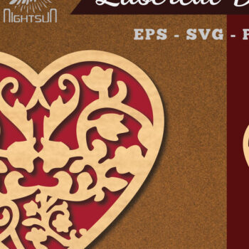 Intra απο ξύλο plywood 3mm-4mm πάχος - Floral Heart Cut Laser Decoration 5 Δίασταση 20x20 cm INTRAFABR-113946930 - Image 1