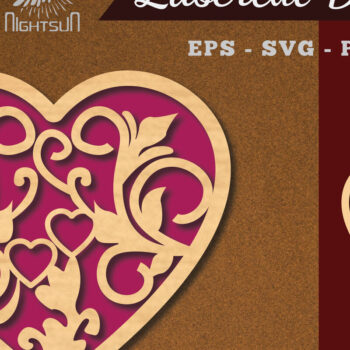 Intra απο ξύλο plywood 3mm-4mm πάχος - Floral Heart Cut Laser Decoration 6 Δίασταση 20x20 cm INTRAFABR-113946995 - Image 1