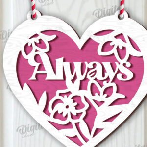 Intra απο ξύλο plywood 3mm-4mm πάχος - Διακόσμηση με φλοράλ καρδιές κοπής με λέιζερ Δίασταση 20x20 cm INTRAFABR-114396815