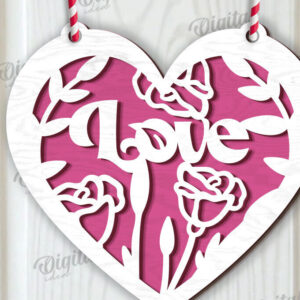 Intra απο ξύλο plywood 3mm-4mm πάχος - Διακόσμηση με φλοράλ καρδιές κοπής με λέιζερ Δίασταση 20x20 cm INTRAFABR-114396916