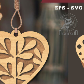 Intra απο ξύλο plywood 3mm-4mm πάχος - Στολίδι με λουλούδια κοπής με λέιζερ καρδιάς 7 Δίασταση 6x6 cm INTRAFABR-114305682 - Image 1