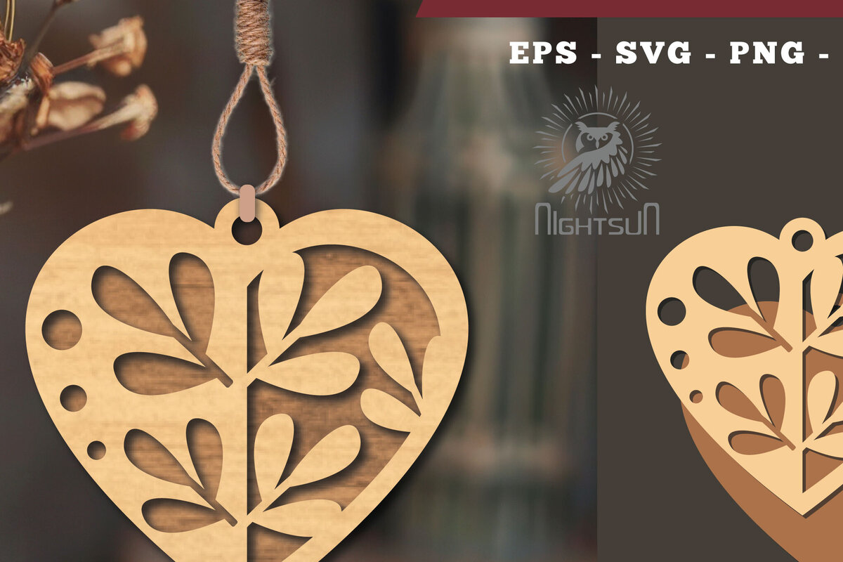 Intra απο ξύλο plywood 3mm-4mm πάχος - Στολίδι με λουλούδια κοπής με λέιζερ καρδιάς 7 Δίασταση 6x6 cm INTRAFABR-114305682