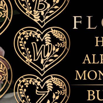 Intra απο ξύλο plywood 3mm-4mm πάχος - Πακέτο αλφαβήτου μονογράμματος λουλουδιών καρδιών Δίασταση 40x50 cm INTRAFABR-68577796 - Image 1