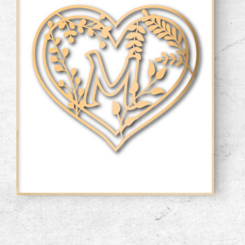 Intra απο ξύλο plywood 3mm-4mm πάχος - Πακέτο αλφαβήτου μονογράμματος λουλουδιών καρδιών Δίασταση 40x50 cm INTRAFABR-68577796 - Image 2