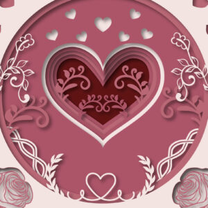 Intra απο ξύλο plywood 3mm-4mm πάχος - Floral Heart Multilayer Shadow Box Δίασταση 25x25 cm INTRAFABR-24393424