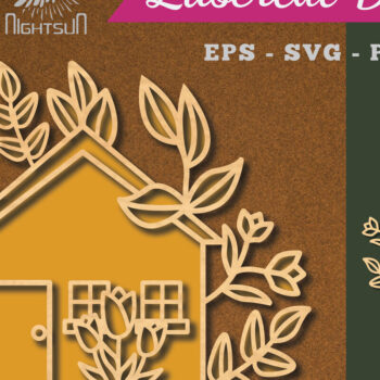 Intra απο ξύλο plywood 3mm-4mm πάχος - Διακόσμηση λουλουδιών σπιτιών με λέιζερ 5 Δίασταση 20x20 cm INTRAFABR-113392395 - Image 1