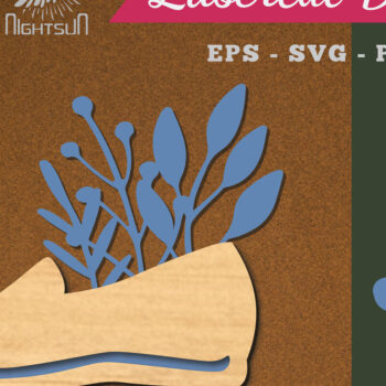 Intra απο ξύλο plywood 3mm-4mm πάχος - Floral σε Παπούτσια Διακόσμηση με Δίασταση 20x20 cm INTRAFABR-115317282 - Image 1