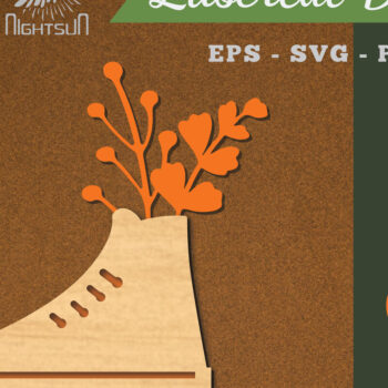 Intra απο ξύλο plywood 3mm-4mm πάχος - Floral σε Παπούτσια Διακόσμηση με Δίασταση 20x20 cm INTRAFABR-115317391 - Image 1