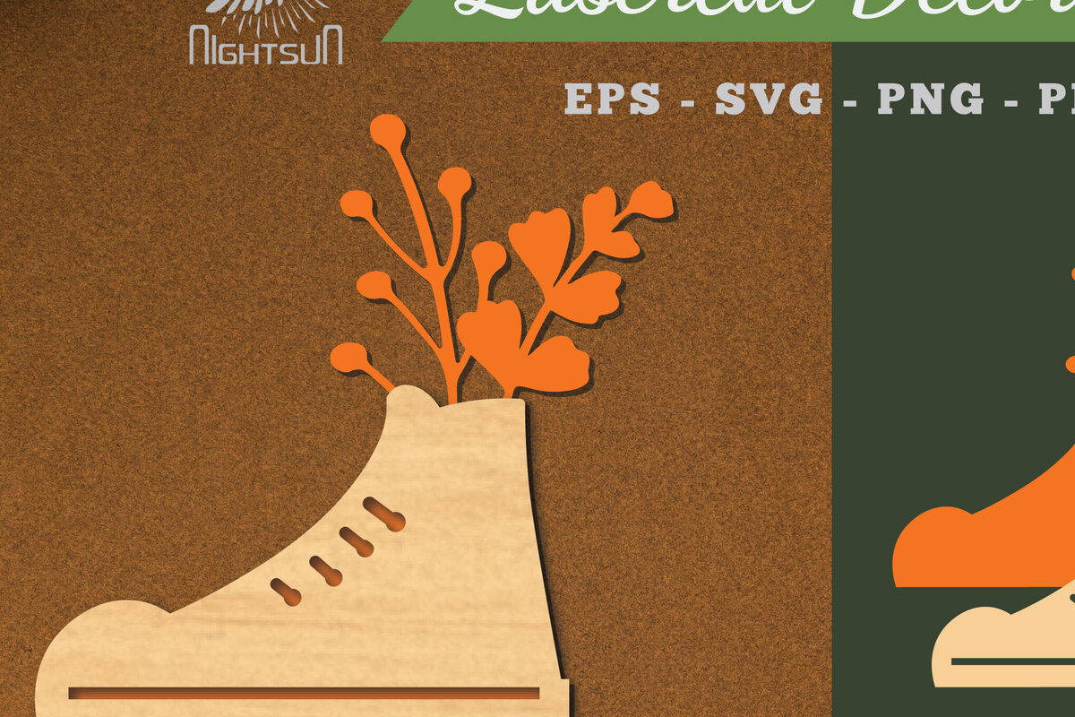 Intra απο ξύλο plywood 3mm-4mm πάχος - Floral σε Παπούτσια Διακόσμηση με  Δίασταση 20x20 cm INTRAFABR-115317391