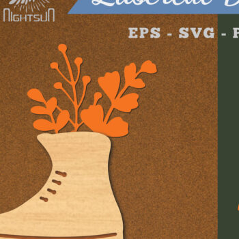 Intra απο ξύλο plywood 3mm-4mm πάχος - Floral σε Παπούτσια Διακόσμηση με Δίασταση 20x20 cm INTRAFABR-115317509 - Image 1