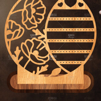 Intra απο ξύλο plywood 3mm-4mm πάχος - Στήριγμα κοσμημάτων Floral Cut Laser Δίασταση 20x20 cm INTRAFABR-119830603 - Image 1