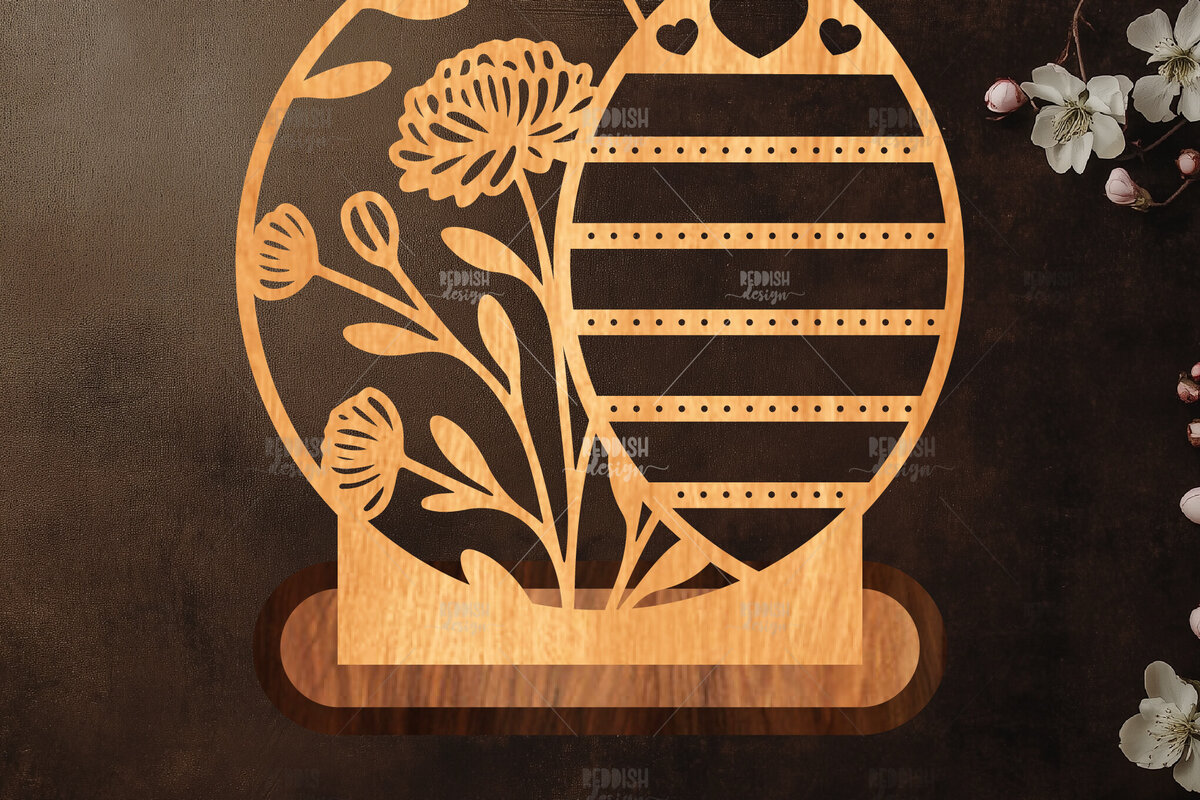 Intra απο ξύλο plywood 3mm-4mm πάχος - Στήριγμα κοσμημάτων Floral Cut Laser Δίασταση 20x20 cm INTRAFABR-119830615