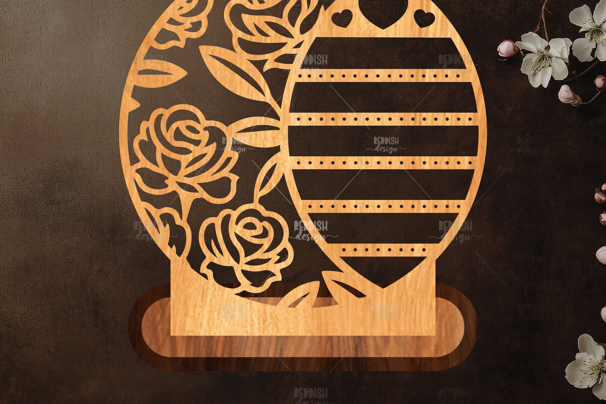 Intra απο ξύλο plywood 3mm-4mm πάχος - Στήριγμα κοσμημάτων Floral Cut Laser Δίασταση 20x20 cm INTRAFABR-119830670