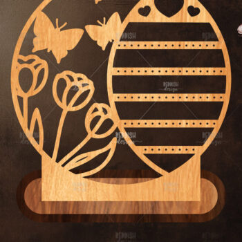 Intra απο ξύλο plywood 3mm-4mm πάχος - Στήριγμα κοσμημάτων Floral Cut Laser Δίασταση 20x20 cm INTRAFABR-119830704 - Image 1