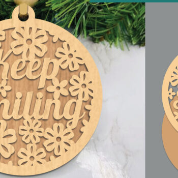 Intra απο ξύλο plywood 3mm-4mm πάχος - Floral στολίδι Keep Smiling Cut Laser Δίασταση 6x6 cm INTRAFABR-109410420 - Image 1