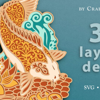 Intra απο ξύλο plywood 3mm-4mm πάχος - Floral Koi Fish 3D Layered  Cut  Δίασταση 30x20 cm INTRAFABR-37497686 - Image 1