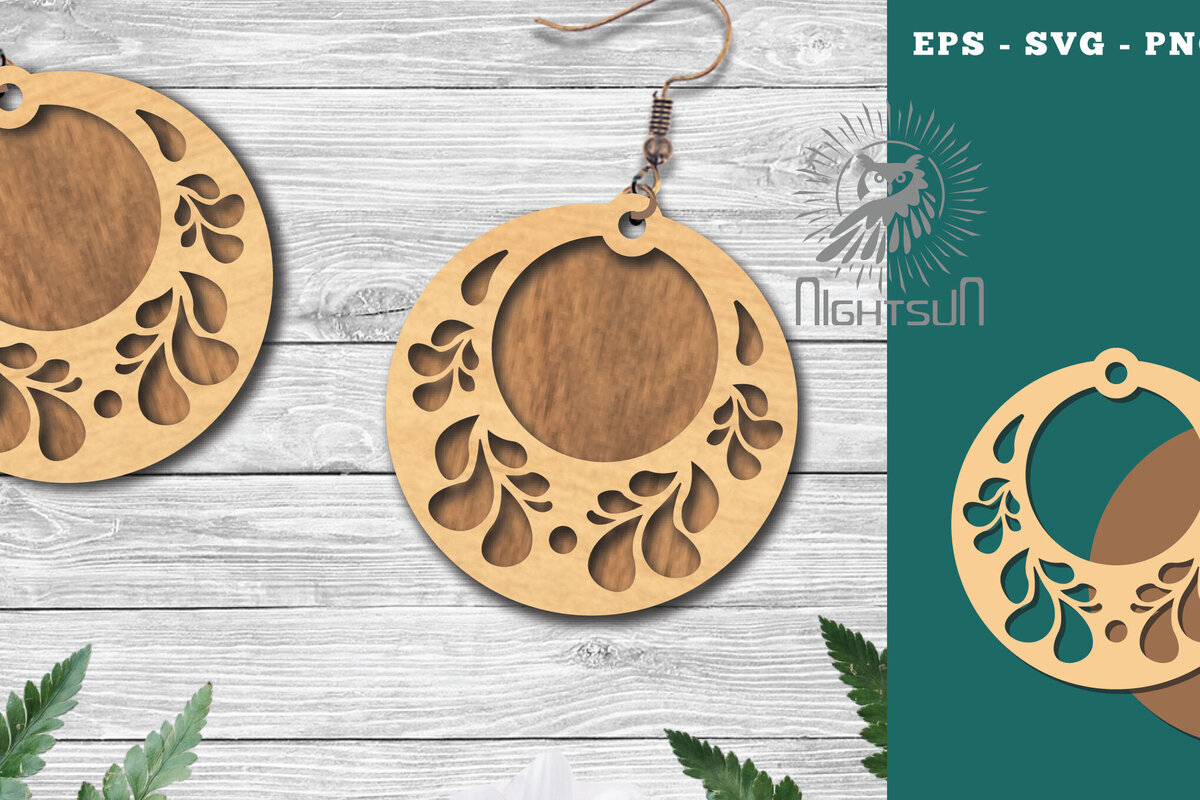 Intra απο ξύλο plywood 3mm-4mm πάχος - Σκουλαρίκια με λουλούδια κοπής με λέιζερ 9 Δίασταση 3x3 cm INTRAFABR-114791922