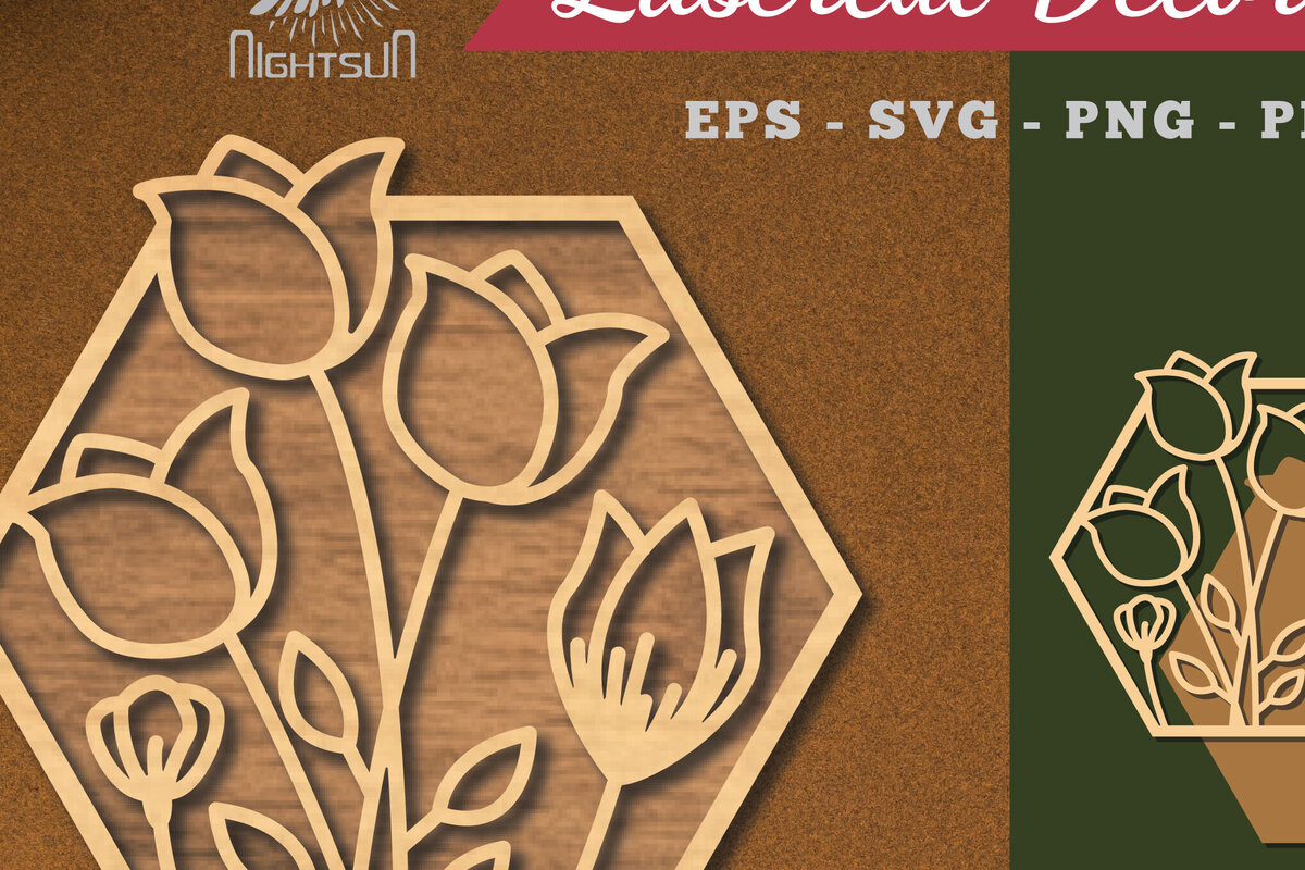 Intra απο ξύλο plywood 3mm-4mm πάχος - Floral Laser Cut Διακόσμηση σπιτιού 1 Δίασταση 20x20 cm INTRAFABR-119764116