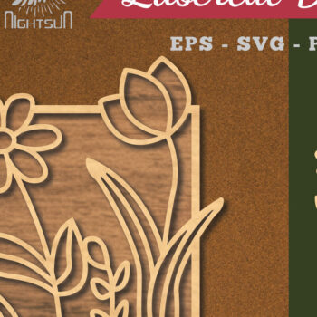 Intra απο ξύλο plywood 3mm-4mm πάχος - Floral διακόσμηση σπιτιού με λέιζερ 3 Δίασταση 20x20 cm INTRAFABR-119764159 - Image 1