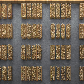 Intra απο ξύλο plywood 3mm-4mm πάχος - Πακέτο πάνελ κοπής με φλοράλ λέιζερ Δίασταση 3200x7200 cm INTRAFABR-125107759 - Image 1