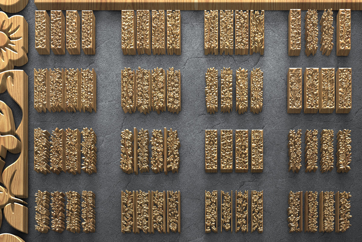 Intra απο ξύλο plywood 3mm-4mm πάχος - Πακέτο πάνελ κοπής με φλοράλ λέιζερ Δίασταση 3200x7200 cm INTRAFABR-125107759