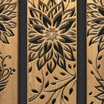 Intra απο ξύλο plywood 3mm-4mm πάχος - Πακέτο πάνελ κοπής με φλοράλ λέιζερ Δίασταση 3600x5400 cm INTRAFABR-122444361 - Image 2