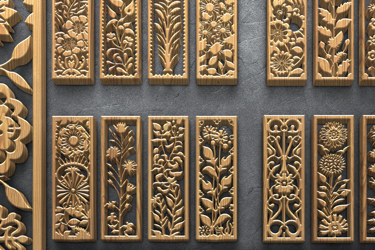 Intra απο ξύλο plywood 3mm-4mm πάχος - Πακέτο  με φλοράλ Laser Cut Panel Δίασταση 3200x7200 cm INTRAFABR-124642911