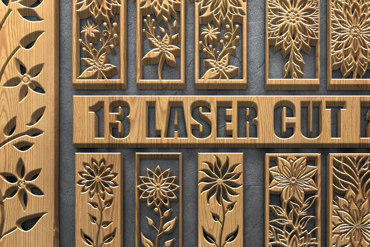 Intra απο ξύλο plywood 3mm-4mm πάχος - Πακέτο πάνελ  με φλοράλ λέιζερ Δίασταση 3600x5400 cm INTRAFABR-121983781