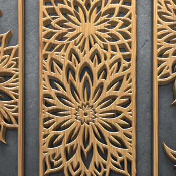 Intra απο ξύλο plywood 3mm-4mm πάχος - Πακέτο πάνελ  με φλοράλ λέιζερ Δίασταση 3600x5400 cm INTRAFABR-121983781 - Image 2