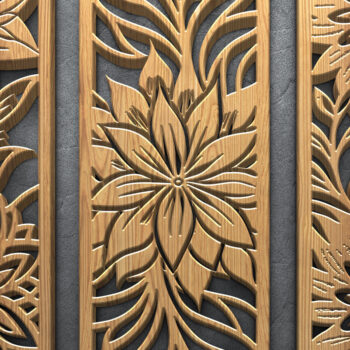 Intra απο ξύλο plywood 3mm-4mm πάχος - Πακέτο πάνελ  με φλοράλ λέιζερ Δίασταση 3600x5400 cm INTRAFABR-121983781 - Image 3