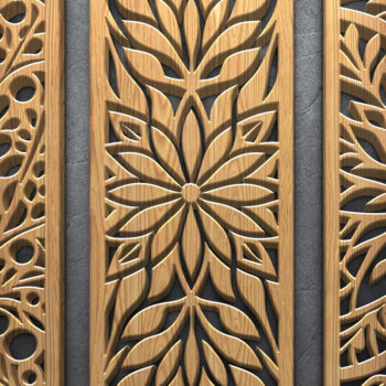 Intra απο ξύλο plywood 3mm-4mm πάχος - Πάνελ τέχνης τοίχου με φλοράλ κομμένα λέιζερ Δίασταση 3600x5400 cm INTRAFABR-122353773 - Image 2