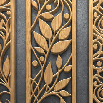 Intra απο ξύλο plywood 3mm-4mm πάχος - Πάνελ τέχνης τοίχου με φλοράλ κομμένα λέιζερ Δίασταση 3600x5400 cm INTRAFABR-122353773 - Image 3