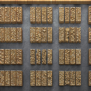 Intra απο ξύλο plywood 3mm-4mm πάχος - Δέσμη πάνελ λουλουδιών με λέιζερ Δίασταση 3200x7200 cm INTRAFABR-125335964 - Image 1